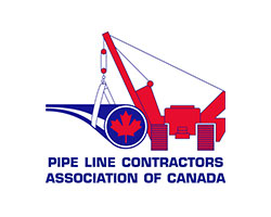 The red and blue logo for Pipe Line Contractors Association of Canda.